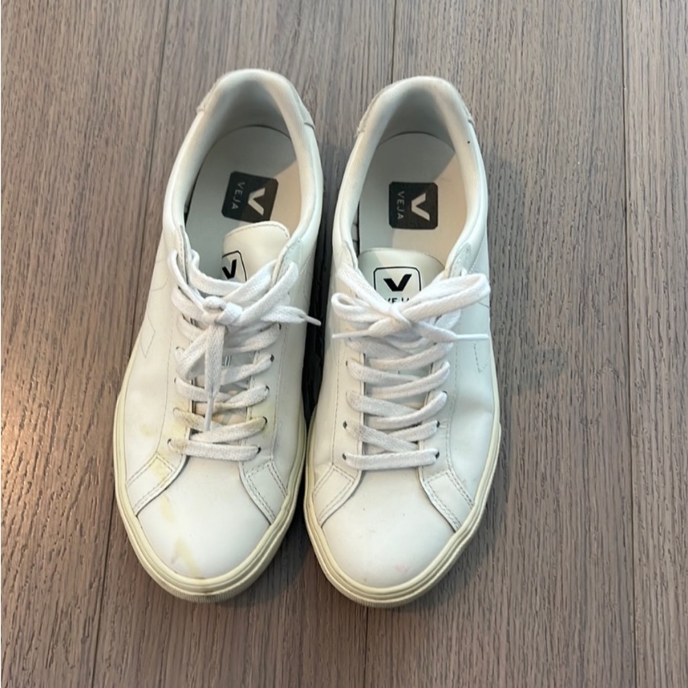 Veja Leather White Sneakers Size 8
